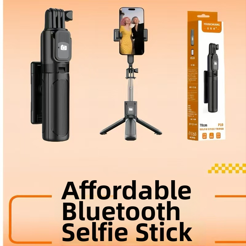 Uschuang Q10 Selfie Stick Bluetooth távirányítóval telefonhoz – Kompakt és hordozható, All-in-One tárhely, ABS + rozsdamentes acél, 230 g