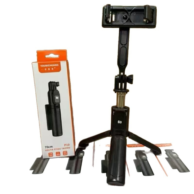 Uschuang Q10 Selfie Stick Bluetooth távirányítóval telefonhoz – Kompakt és hordozható, All-in-One tárhely, ABS + rozsdamentes acél, 230 g