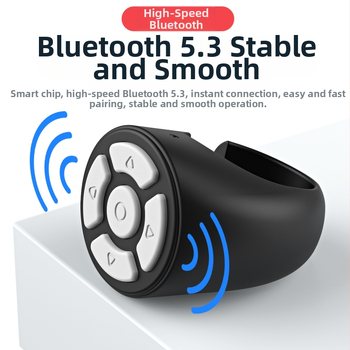 Bluetooth gyűrűs távvezérlő telefon- és tablet kamerához, Selfie és oldalfordítás — Modell T33, Bluetooth 4.0, ABS