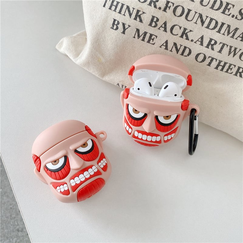 AirPods 12 védőtok – Kreatív 3D Attack on Titan dizájn (PVC, JR-01, AirPods 12, Clamshell, Cartoon)