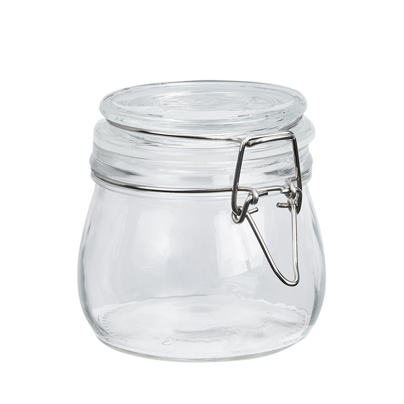 Staklena staklenka s poklopcem, okruglog oblika, kapacitet 501-800 ml, pogodna za mikrovalnu, moderan minimalistički dizajn