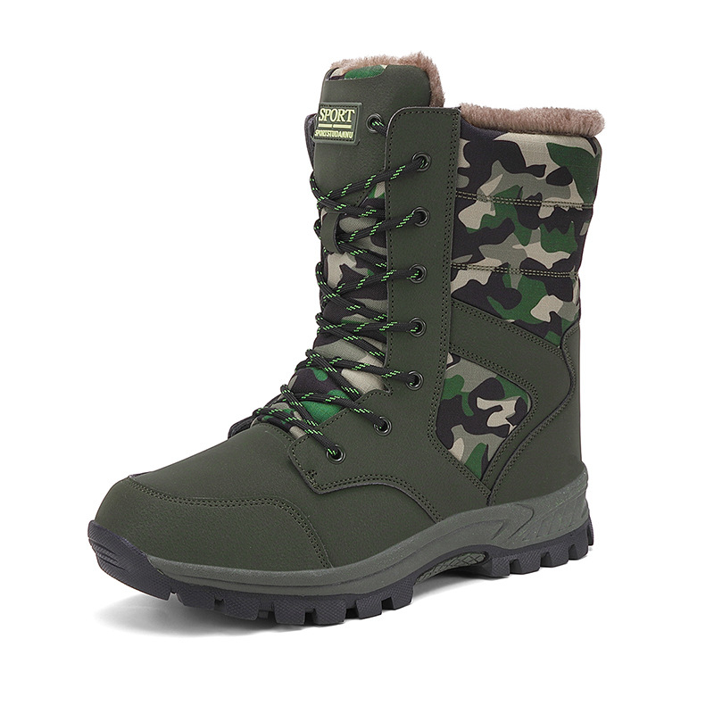 Zimske čizme za snijeg visokog kroja, vodootporne, protuklizna potplata, topla podstava od flisa i debela vuna, gornji dio od sintetičke kože, šnure sprijeda