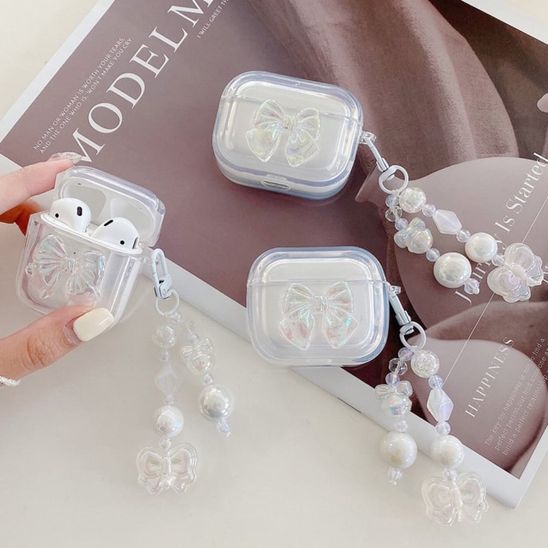 AirPods védőtok Laser Bow dizájnnal, TPU anyag, kézzel készített, Cartoon stílus, Apple-kompatibilis