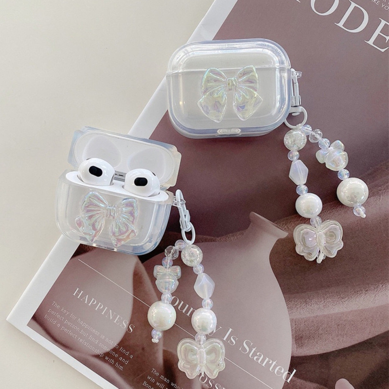 AirPods védőtok Laser Bow dizájnnal, TPU anyag, kézzel készített, Cartoon stílus, Apple-kompatibilis