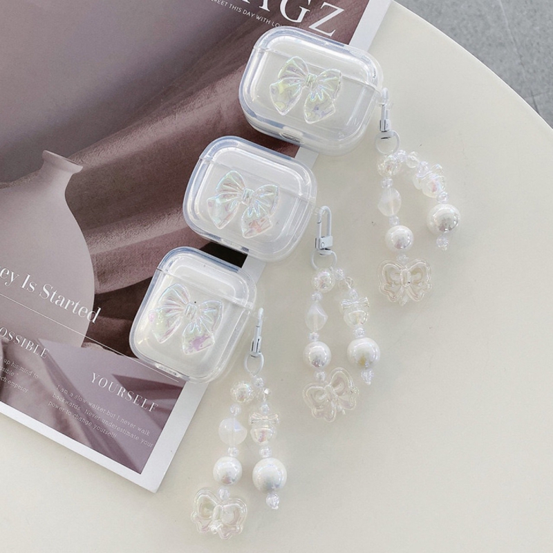 AirPods védőtok Laser Bow dizájnnal, TPU anyag, kézzel készített, Cartoon stílus, Apple-kompatibilis