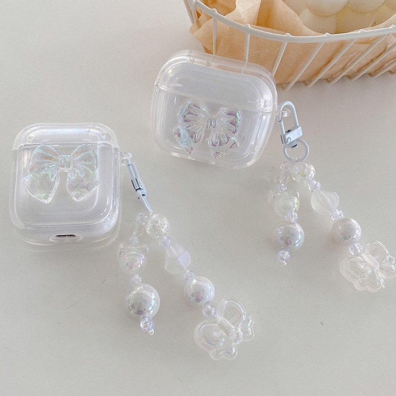 AirPods védőtok Laser Bow dizájnnal, TPU anyag, kézzel készített, Cartoon stílus, Apple-kompatibilis