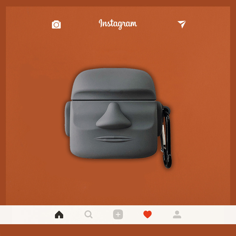 Etui za AirPods Pro 3 – Uskrsni Moai 3D kamena statua, PVC, prijenosni crtani stil, reljefna izrada, prilagodljivo
