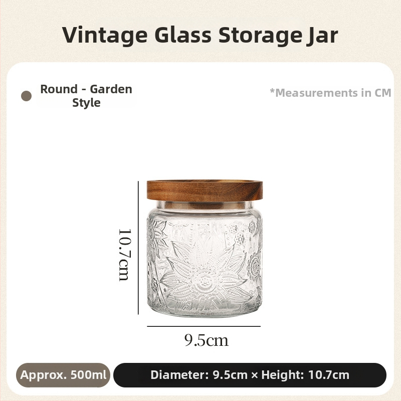 Retro staklena zatvorena posuda za čaj, okruglog oblika, 800–1000 ml