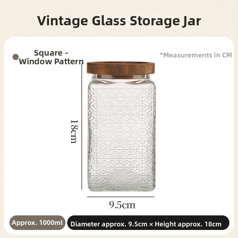 Retro staklena zatvorena posuda za čaj, okruglog oblika, 800–1000 ml