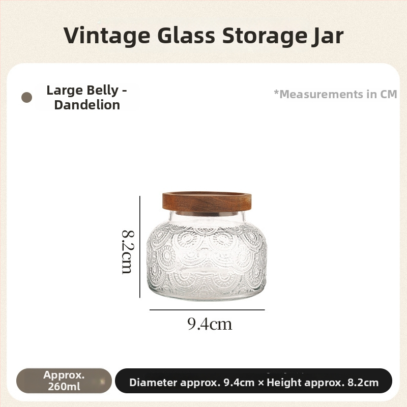 Retro staklena zatvorena posuda za čaj, okruglog oblika, 800–1000 ml