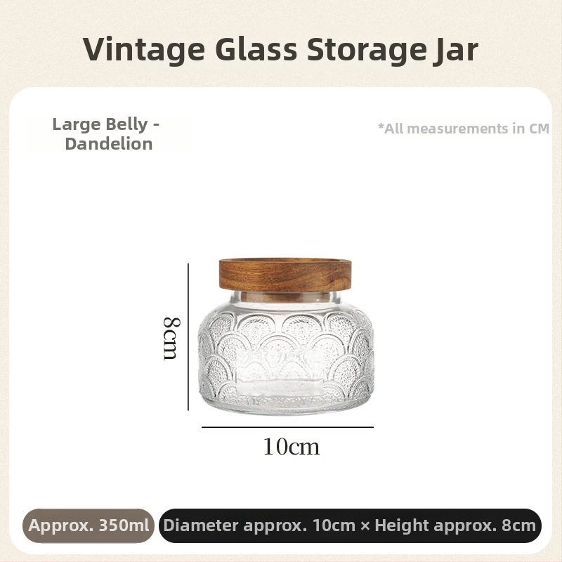 Retro staklena zatvorena posuda za čaj, okruglog oblika, 800–1000 ml