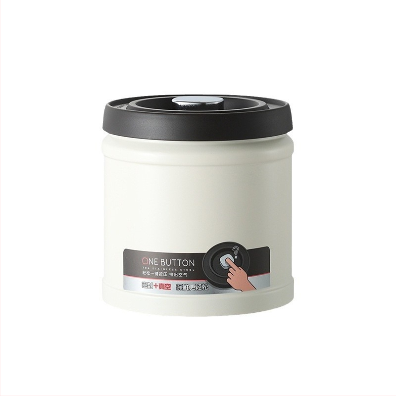 Стоманен вакуум-запечатващ буркан за съхранение на кафе на зърна и чай, 301–500 ml, кръгла форма