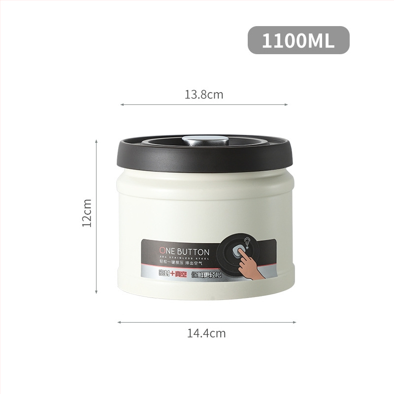 Стоманен вакуум-запечатващ буркан за съхранение на кафе на зърна и чай, 301–500 ml, кръгла форма