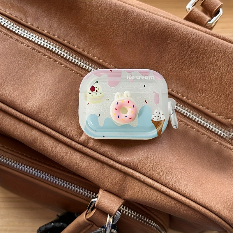 Carcasă de protecție AirPods 4a generație, TPU moale, design donut desen animat, realizare manuală, compatibil cu AirPods 2/3 generație