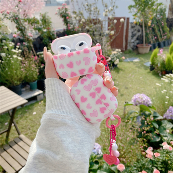 Θήκη σιλικόνης για AirPods 4ης γενιάς με εκτύπωση καρδιάς σε κινούμενο σχέδιο (κατασκευή με έγχυση σιλικόνης; συμβατή με Apple AirPods)