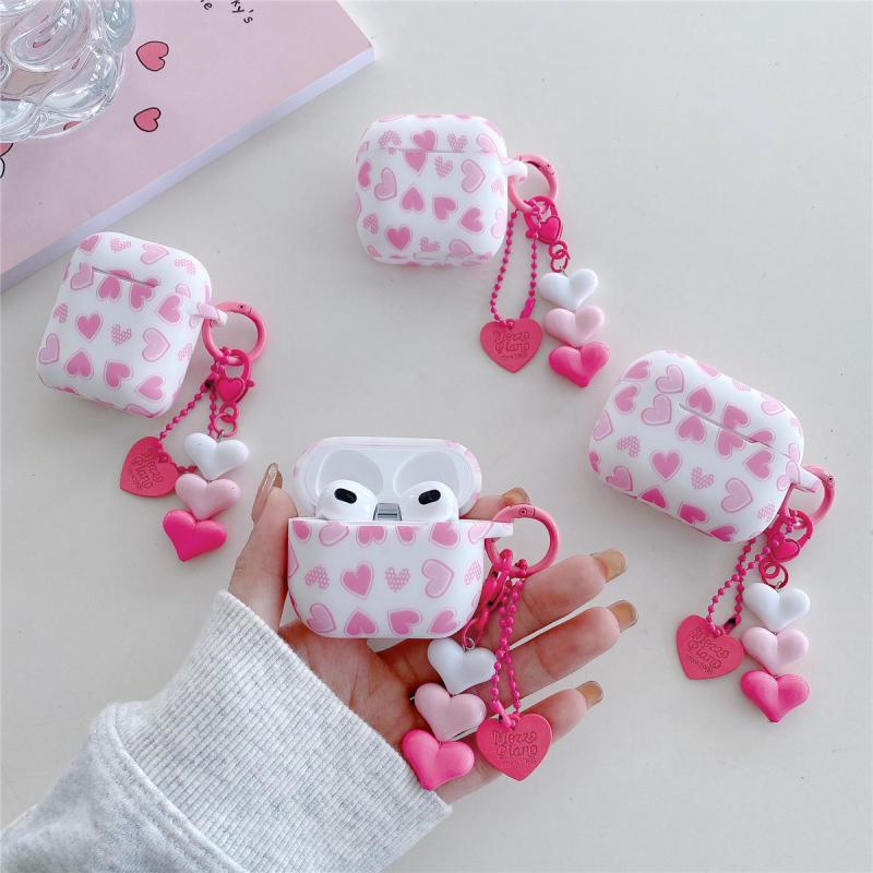 Θήκη σιλικόνης για AirPods 4ης γενιάς με εκτύπωση καρδιάς σε κινούμενο σχέδιο (κατασκευή με έγχυση σιλικόνης; συμβατή με Apple AirPods)