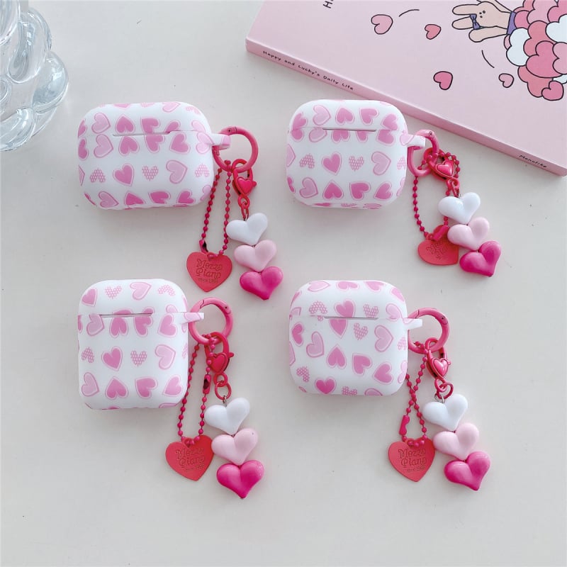 Θήκη σιλικόνης για AirPods 4ης γενιάς με εκτύπωση καρδιάς σε κινούμενο σχέδιο (κατασκευή με έγχυση σιλικόνης; συμβατή με Apple AirPods)