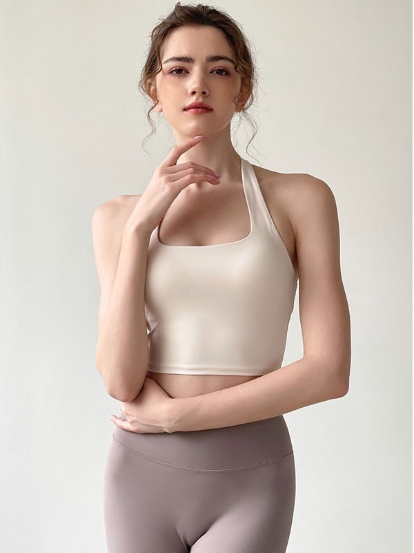 Női pánt nélküli jóga felső melltartóbetéttel, lélegző, gyorsan száradó anyag (nylon 80% / spandex 20%), karcsú szabás, rövid fazon