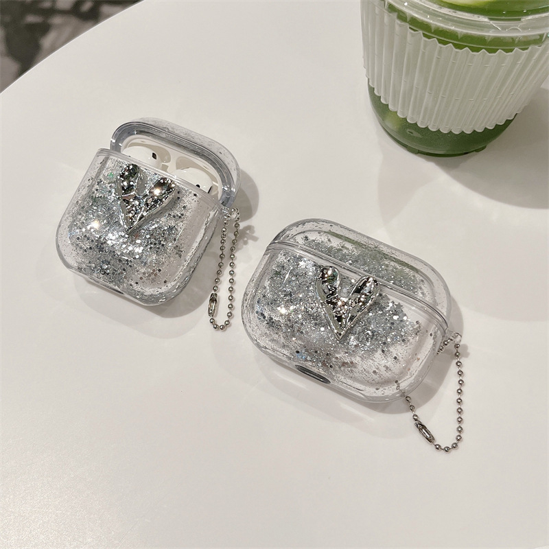 Obal AirPods Pro 2 s 3D srdcom dizajnom, flip-top kreslený štýl, PC materiál, gravírovanie, prispôsobiteľný, kompatibilný s Apple