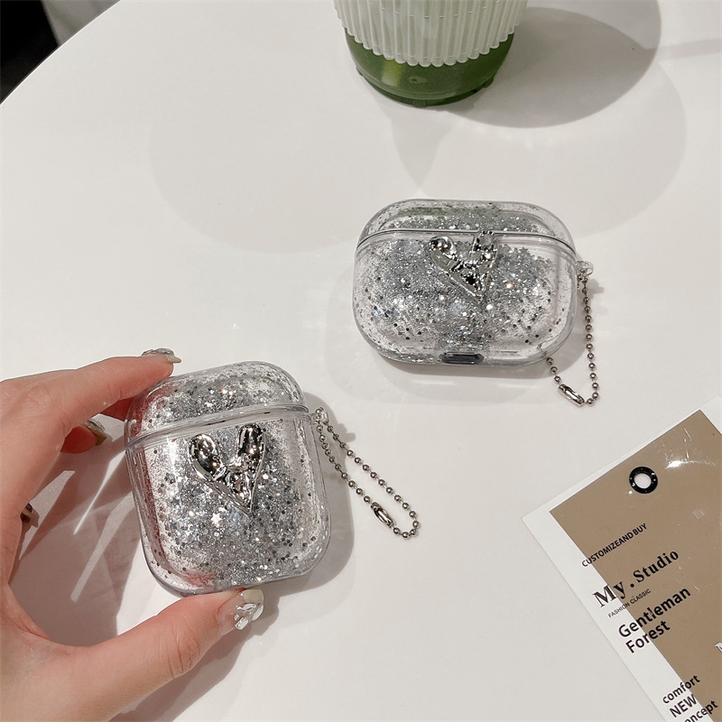 Obal AirPods Pro 2 s 3D srdcom dizajnom, flip-top kreslený štýl, PC materiál, gravírovanie, prispôsobiteľný, kompatibilný s Apple