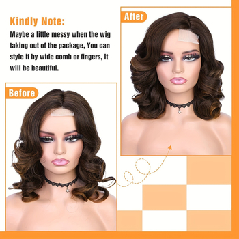 Női paróka, rövid hullámos haj, Lace Front, oldalsó rész, modell GBJ17125