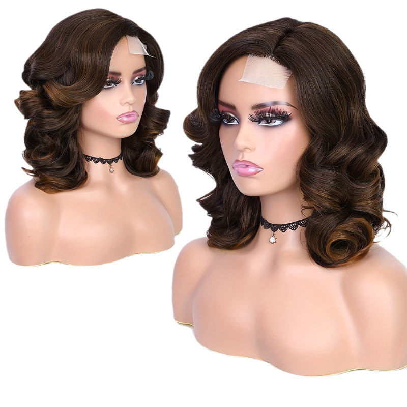 Női paróka, rövid hullámos haj, Lace Front, oldalsó rész, modell GBJ17125