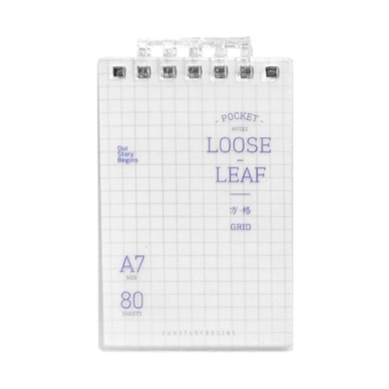 A7 džepna bilježnica s preklopnom spiralom, 80 stranica, format A7, prijenosni studentski bilježnik