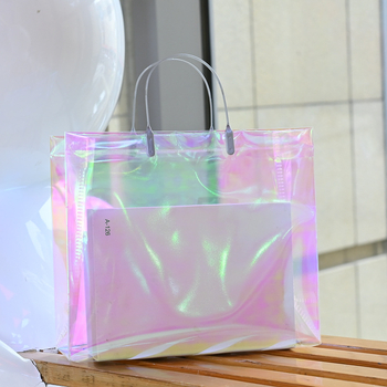 Prozirna laserska tote torba za dnevnu upotrebu - dnevna torba; dvostruka debljina: 24 silk; dnevna proizvodnja: 50 000 komada