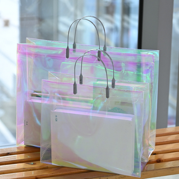 Prozirna laserska tote torba za dnevnu upotrebu - dnevna torba; dvostruka debljina: 24 silk; dnevna proizvodnja: 50 000 komada