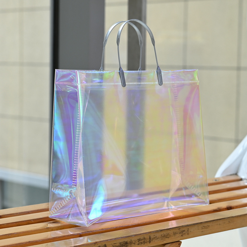 Prozirna laserska tote torba za dnevnu upotrebu - dnevna torba; dvostruka debljina: 24 silk; dnevna proizvodnja: 50 000 komada