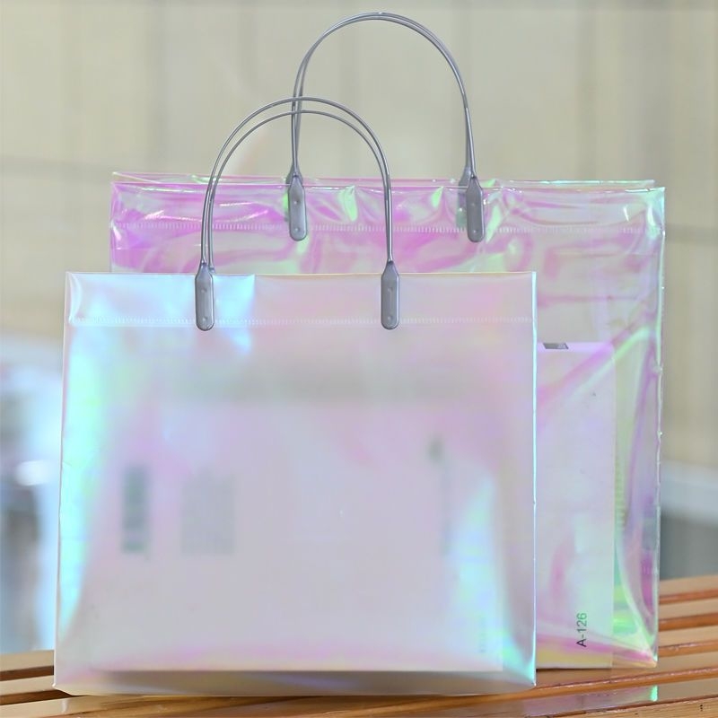 Prozirna laserska tote torba za dnevnu upotrebu - dnevna torba; dvostruka debljina: 24 silk; dnevna proizvodnja: 50 000 komada