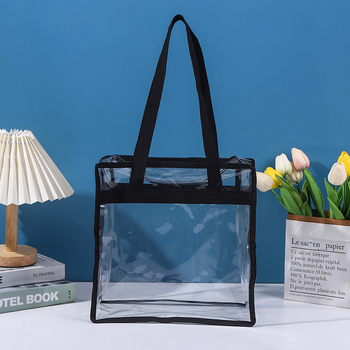 Prozirna PVC tote torba sa zatvaračem, velika kapaciteta, prijenosno skladištenje za prtljagu, prilagodba logotipa