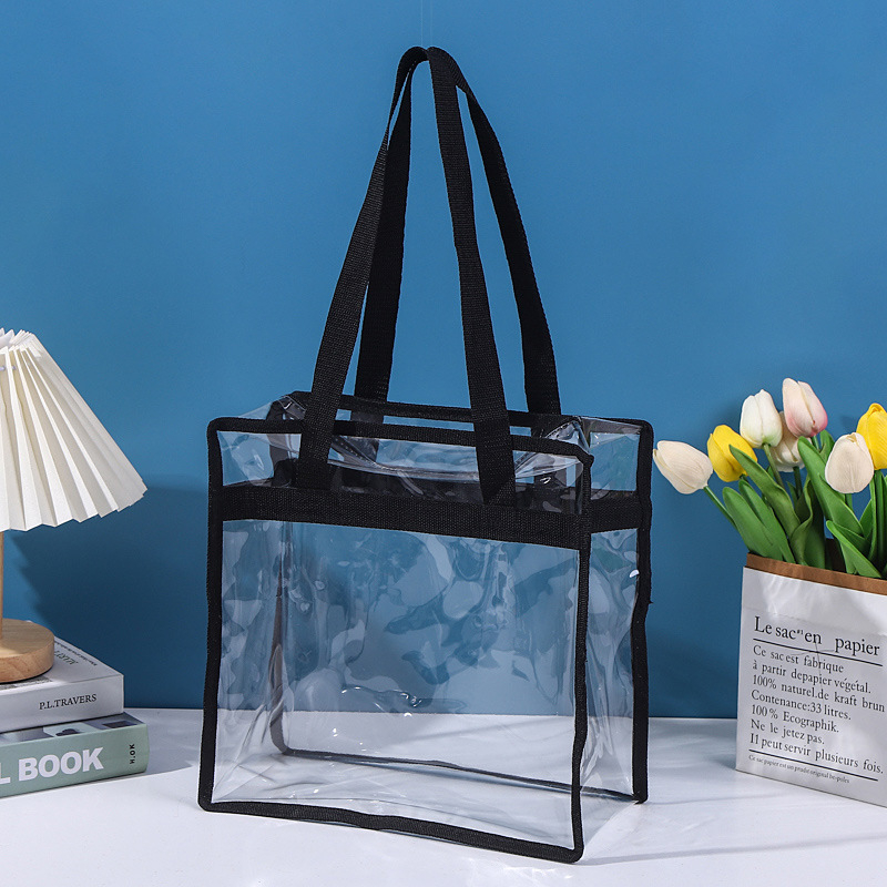 Prozirna PVC tote torba sa zatvaračem, velika kapaciteta, prijenosno skladištenje za prtljagu, prilagodba logotipa