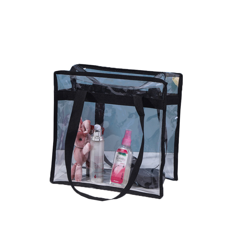 Prozirna PVC tote torba sa zatvaračem, velika kapaciteta, prijenosno skladištenje za prtljagu, prilagodba logotipa