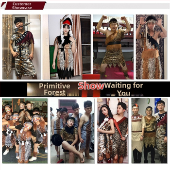 Dječji etnički kostim za Halloween – unisex kostim primitvnog lovca za scenske izvedbe, 100% poliester