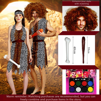 Dječji etnički kostim za Halloween – unisex kostim primitvnog lovca za scenske izvedbe, 100% poliester