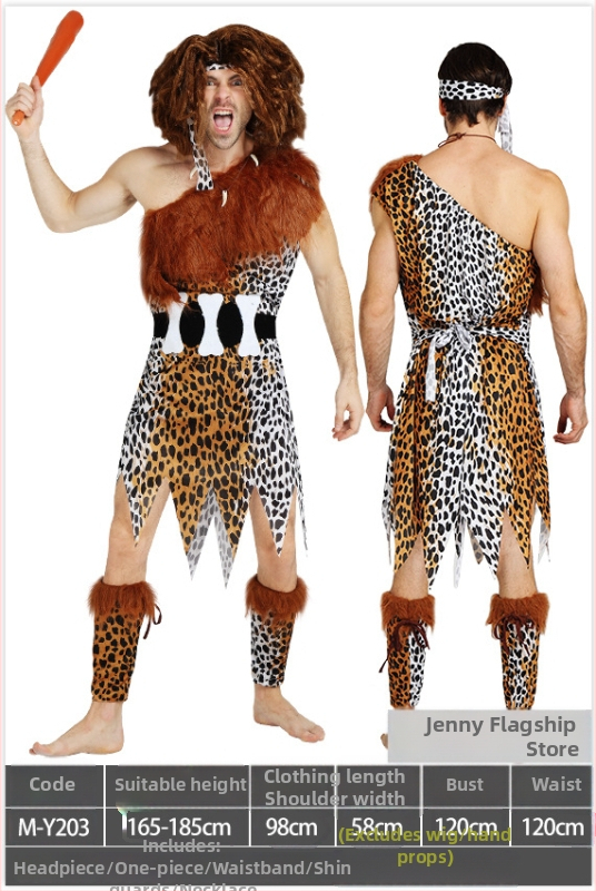 Dječji etnički kostim za Halloween – unisex kostim primitvnog lovca za scenske izvedbe, 100% poliester