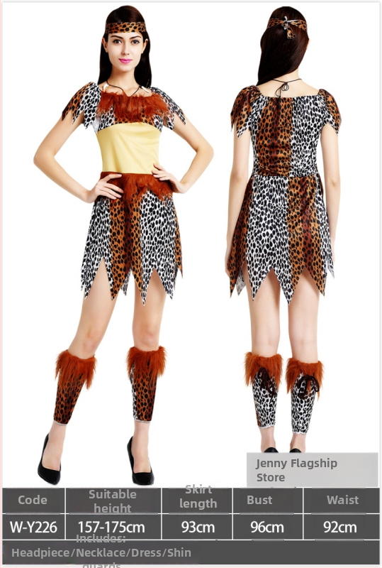 Dječji etnički kostim za Halloween – unisex kostim primitvnog lovca za scenske izvedbe, 100% poliester