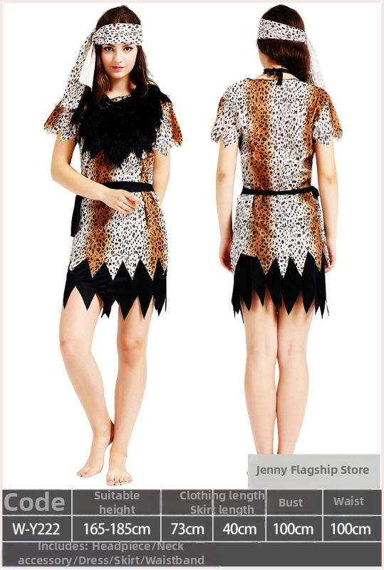 Dječji etnički kostim za Halloween – unisex kostim primitvnog lovca za scenske izvedbe, 100% poliester