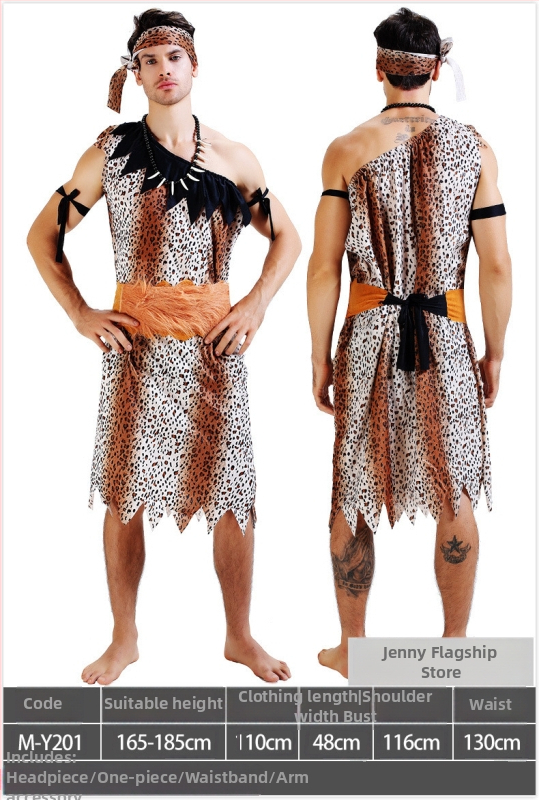 Dječji etnički kostim za Halloween – unisex kostim primitvnog lovca za scenske izvedbe, 100% poliester