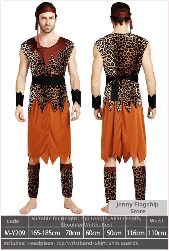 Dječji etnički kostim za Halloween – unisex kostim primitvnog lovca za scenske izvedbe, 100% poliester