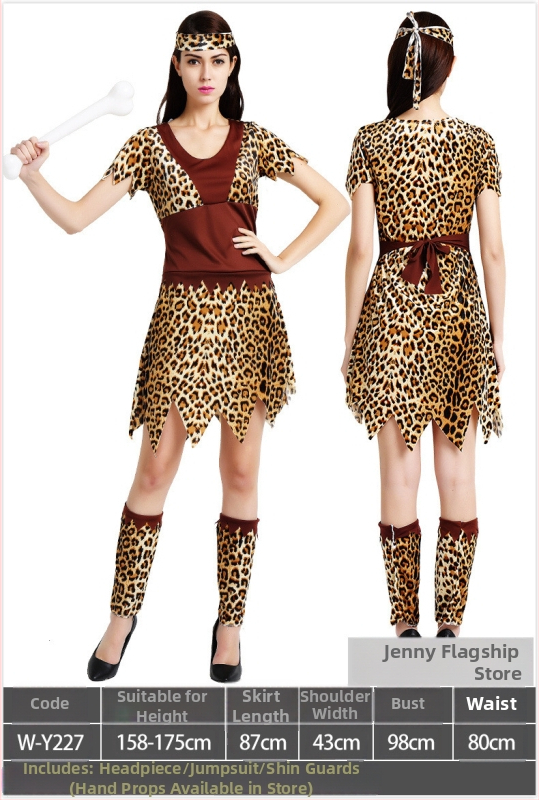 Dječji etnički kostim za Halloween – unisex kostim primitvnog lovca za scenske izvedbe, 100% poliester