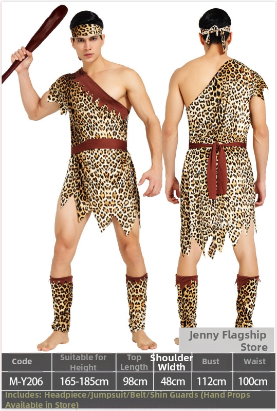 Dječji etnički kostim za Halloween – unisex kostim primitvnog lovca za scenske izvedbe, 100% poliester