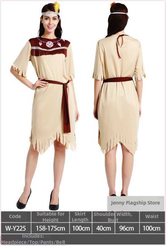 Dječji etnički kostim za Halloween – unisex kostim primitvnog lovca za scenske izvedbe, 100% poliester