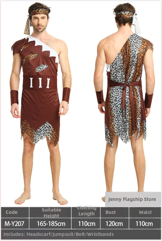 Dječji etnički kostim za Halloween – unisex kostim primitvnog lovca za scenske izvedbe, 100% poliester