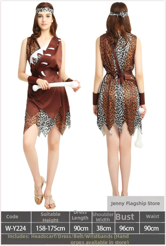 Dječji etnički kostim za Halloween – unisex kostim primitvnog lovca za scenske izvedbe, 100% poliester