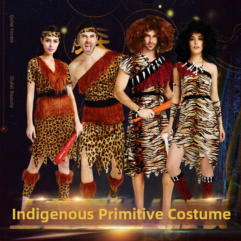 Dječji etnički kostim za Halloween – unisex kostim primitvnog lovca za scenske izvedbe, 100% poliester