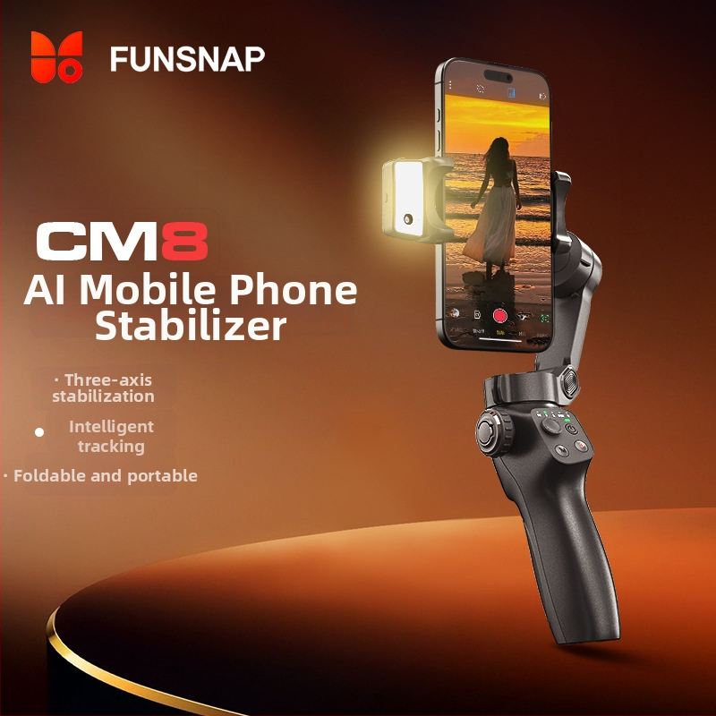 Telefónny gimbal stabilizátor, skladací, 3-osý, AI sledovanie tváre, Bluetooth, diaľkový ovládač nie je súčasťou