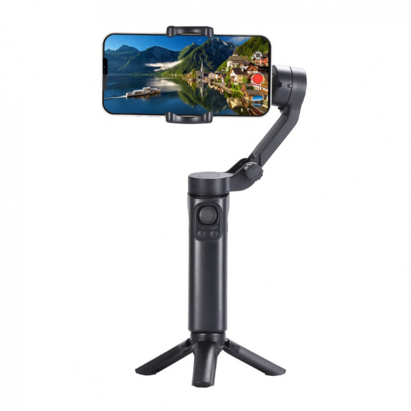 Stabilizator pliabil pentru telefon cu trei axe, ABS corp, 720° vertical, 720° orizontal, 400 g, autonomie baterie 3–5 ore