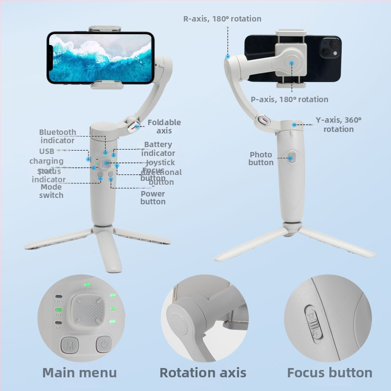 M1 Stabilizátor pre smartfón, ručný gimbal, 3-osi, proti otrasom, Bluetooth, diaľkové ovládanie, ABS